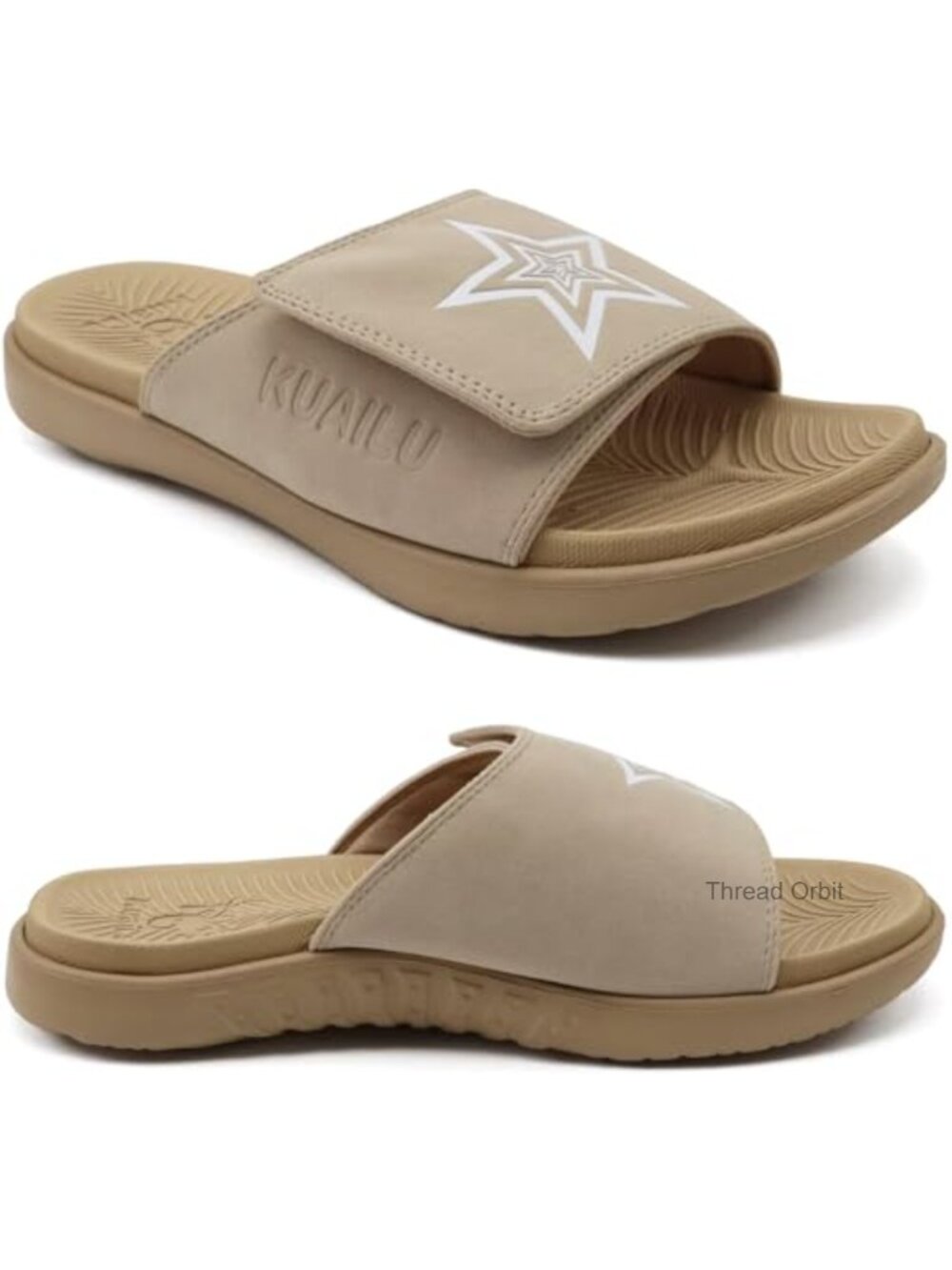Mens Athletic Slides Wide Adjustable Arch Support Sport Sandals Vegan Nubuck